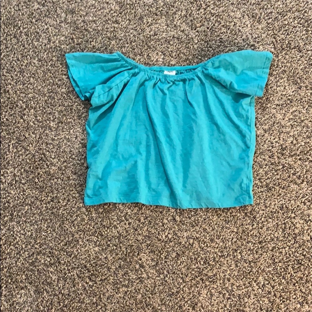 Turquoise off the shoulders short bit cropped
